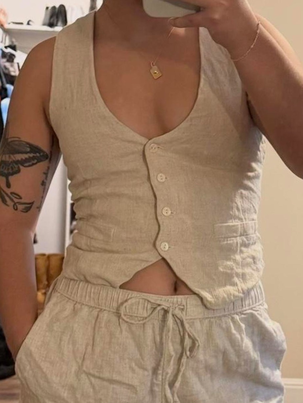Princess Polly Ginger Linen Blend Vest Beige